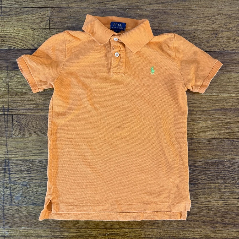Boys' short-sleeve mesh cotton polo shirt by Polo Ralph Lauren, Orange, Size 7